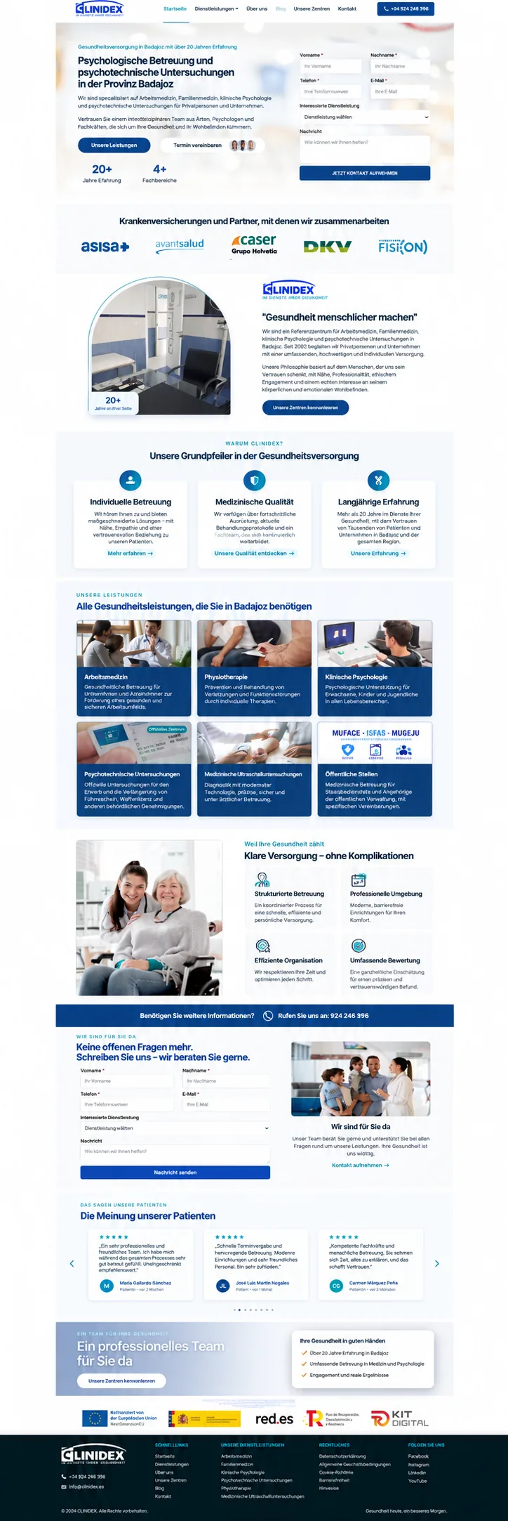 Komplette Website von Clinidex