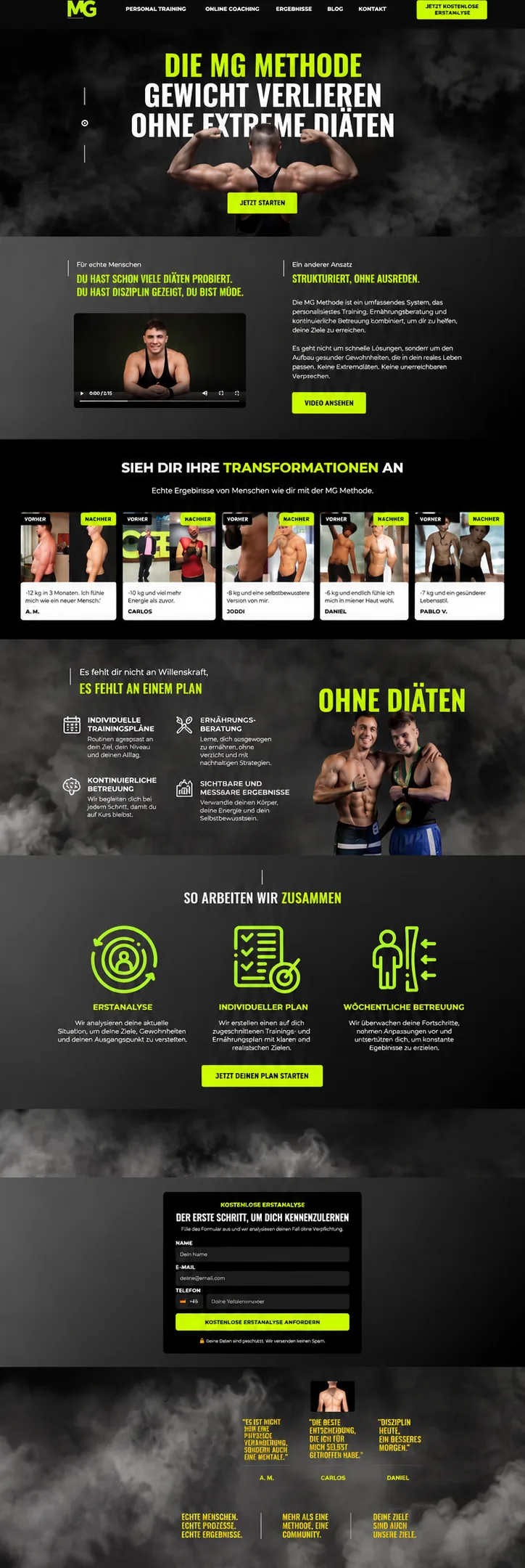 Komplette Website von Método MG