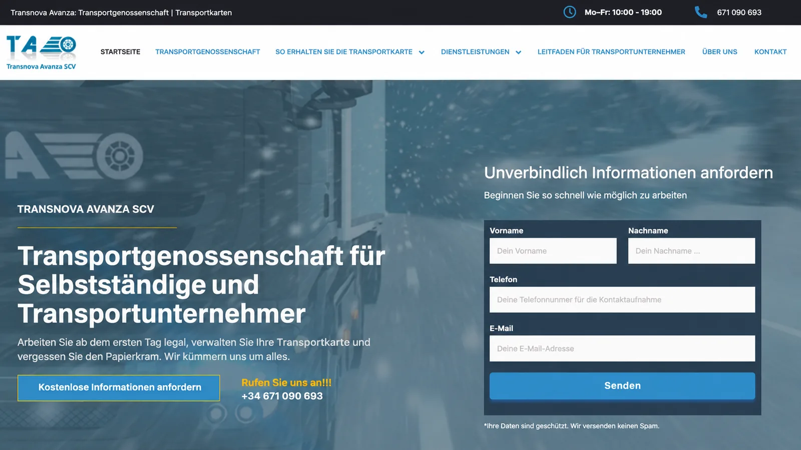 Startseite von Transnova Avanza