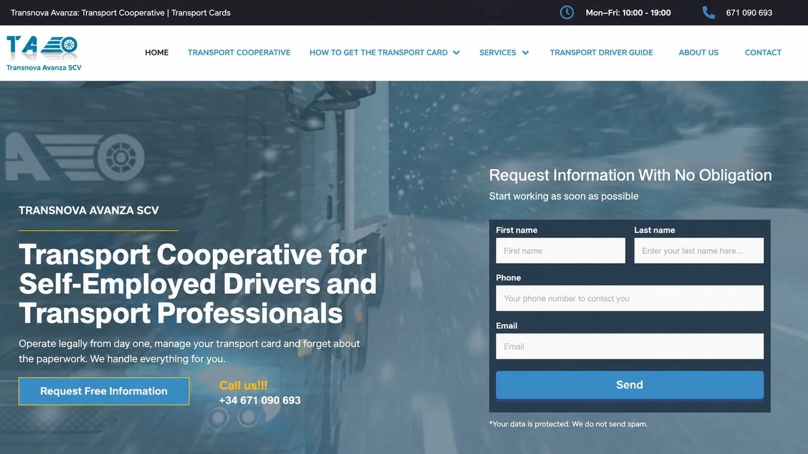 Transnova Avanza homepage