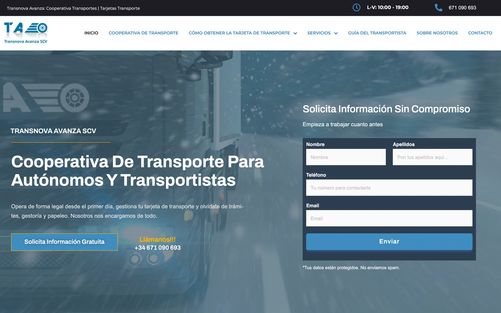 Home de Transnova Avanza